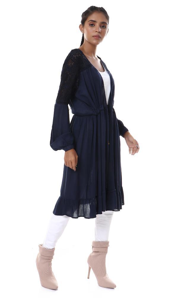 53416 Upper Lace Slip On Navy Blue Summer Cardigan - Ravin 