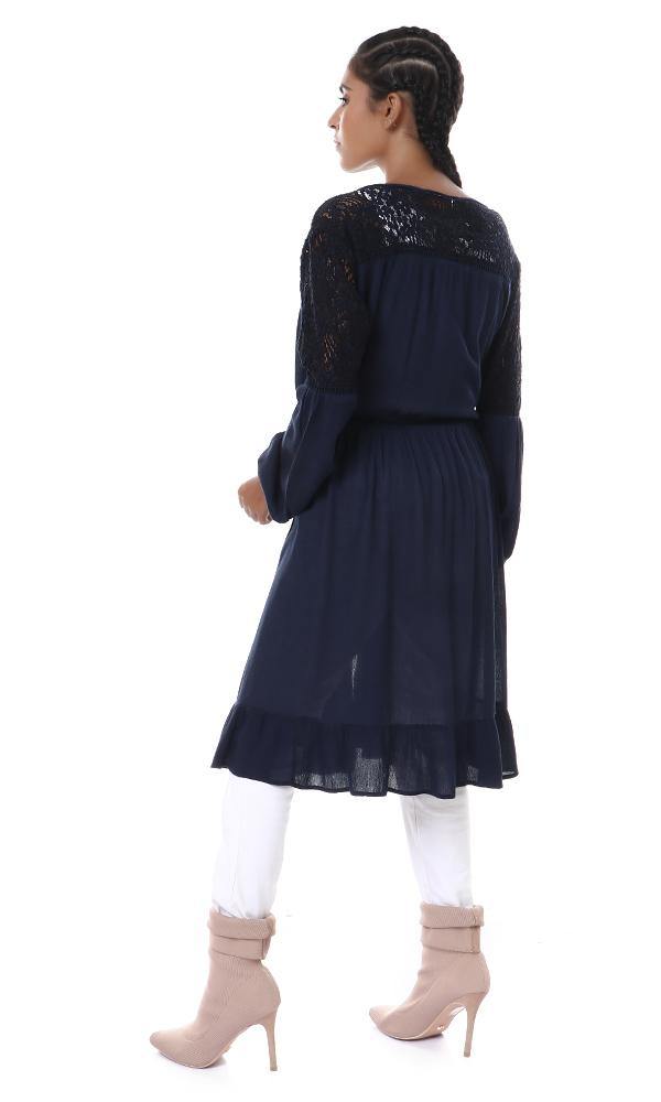 53416 Upper Lace Slip On Navy Blue Summer Cardigan - Ravin 