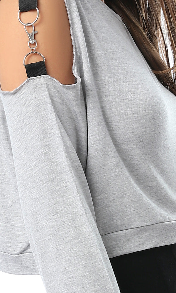 53424 Cold Ring Shoulder Grey Top