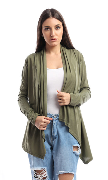 53519 Becket Olive Solid Long Cardigan