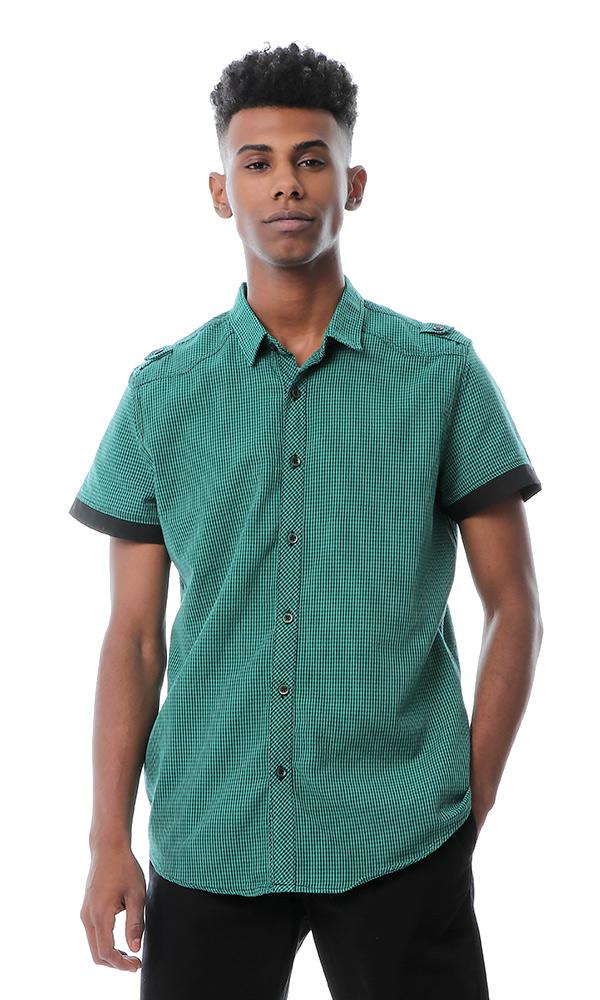 53553 Shepherd's Checks Green Shirt With Turn Down Collar - Ravin 