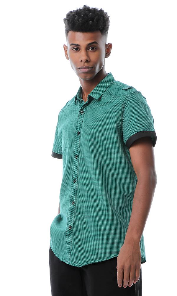 53553 Shepherd's Checks Green Shirt With Turn Down Collar - Ravin 