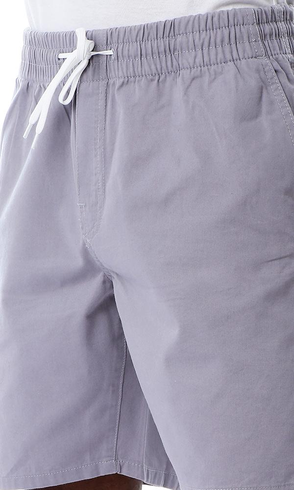 53560 Comfortable Solid Grey Shorts With Drawstring - Ravin 