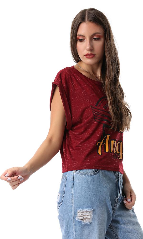 53662 Baseball Club Maroon Cropped Tee - Ravin 