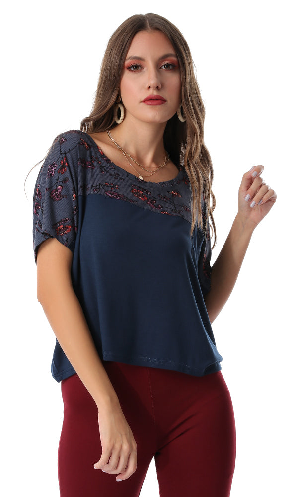 53665 Bi-toned Oversized Navy Blue Tee