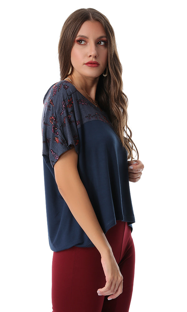 53665 Bi-toned Oversized Navy Blue Tee