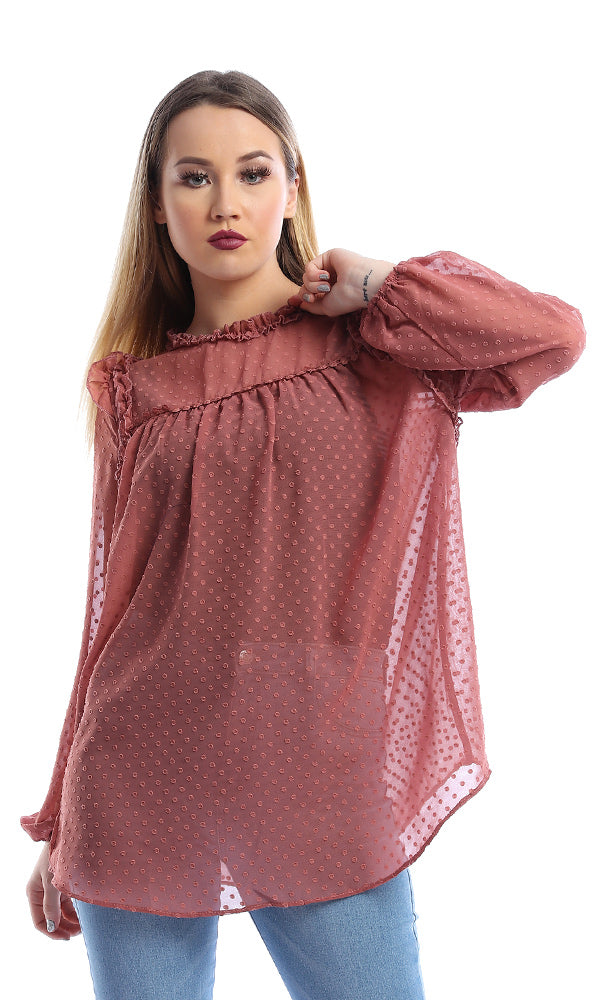 53886 Chiffon Dusty Rose Waist Top