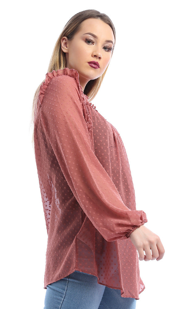 53886 Chiffon Dusty Rose Waist Top