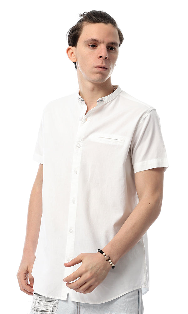 53922 Men Turn Down Collar White Shirt