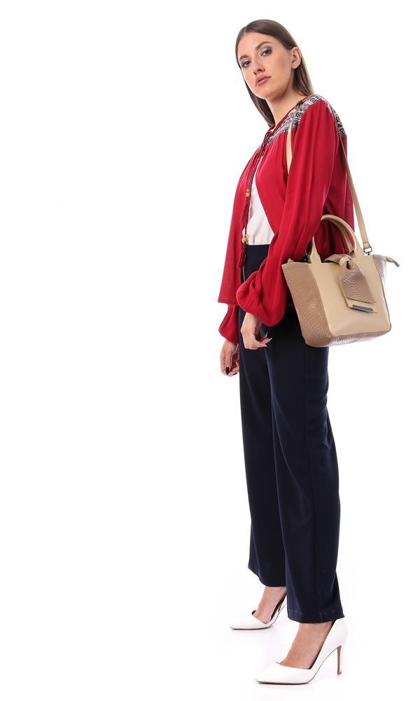 54051 Embroidered Shoulders Dark Red Fluffy Cardigan - Ravin 
