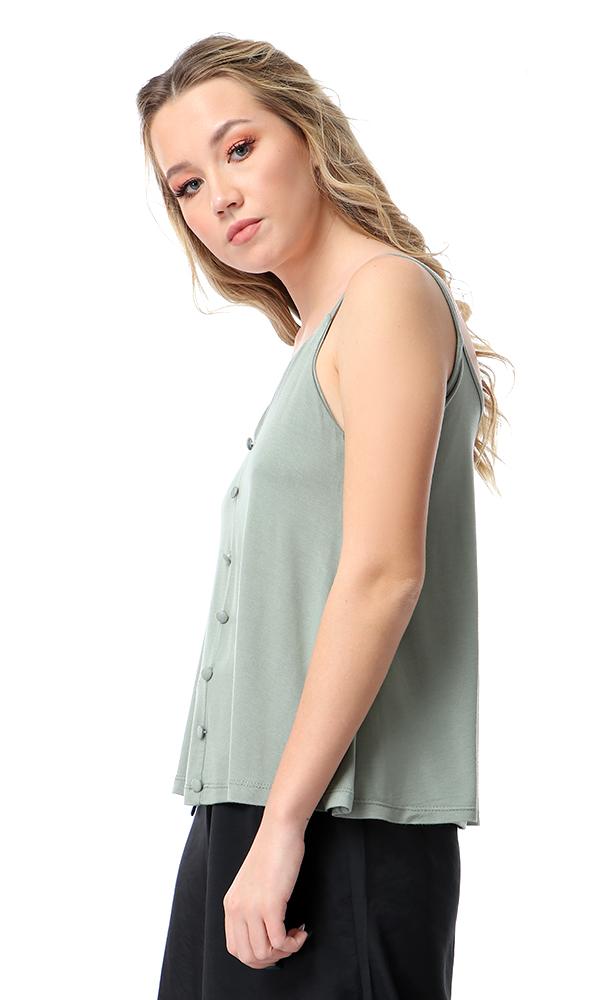 54067 Decorative Buttons Fluffy Sage Green Top - Ravin 