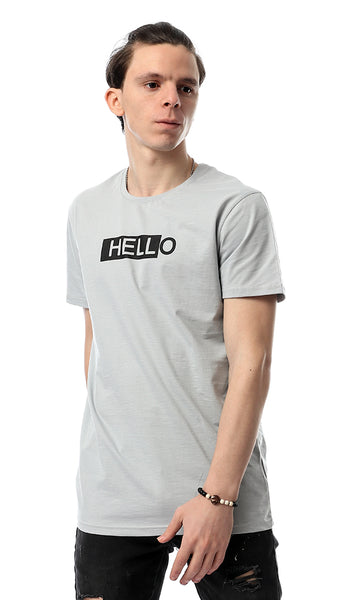 54090 HELLO Chest Printed Grey Tee