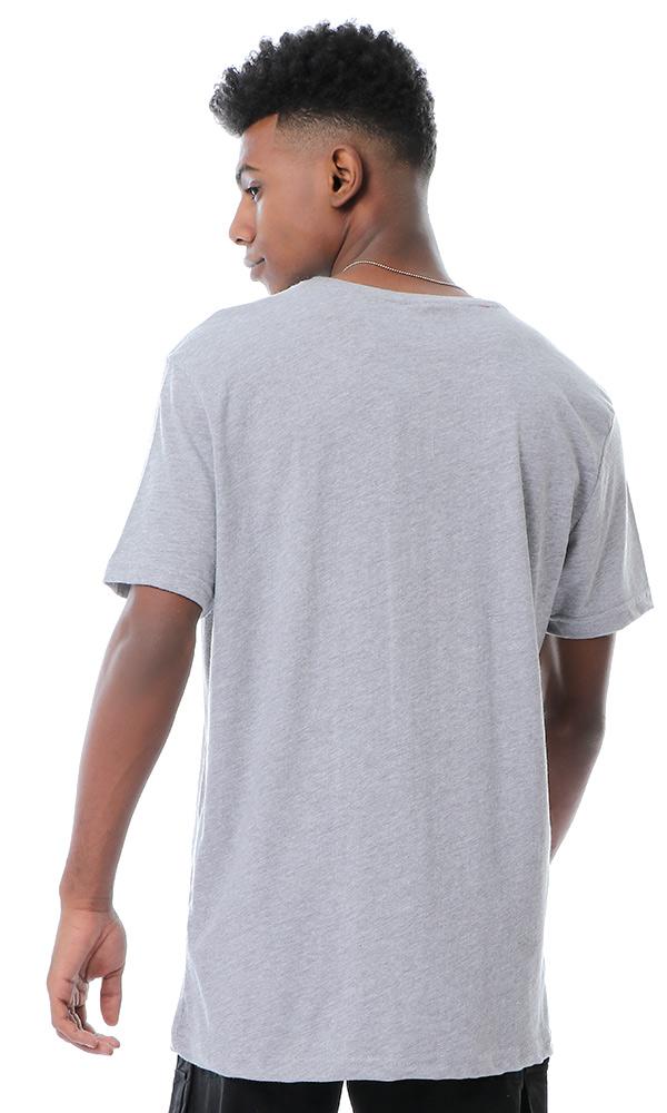 54091 Front Print Short Sleeves Heather Grey T-shirt - Ravin 