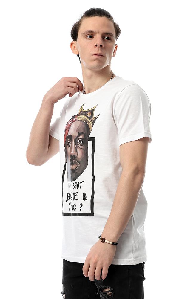 54093 Tupac Printed Inspired White Tee - Ravin 