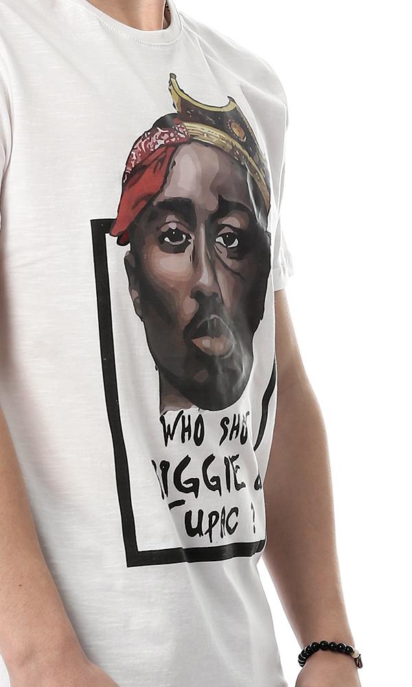 54093 Tupac Printed Inspired White Tee - Ravin 