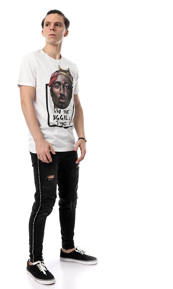 54093 Tupac Printed Inspired White Tee - Ravin 