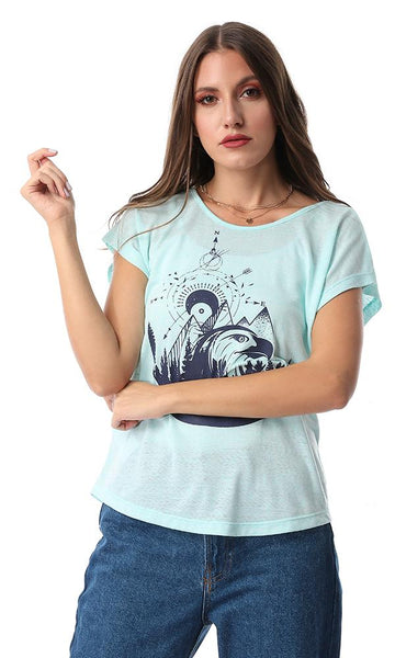 54127 Compass Deep Printed Heather Mint Green Tee - Ravin 