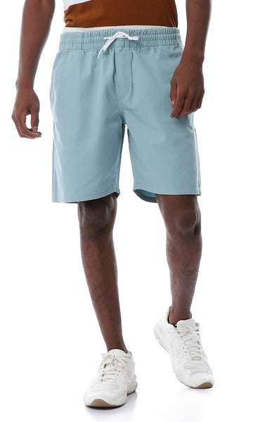 54223 Casual With Elastic Waist Pale Sea Green Shorts - Ravin 