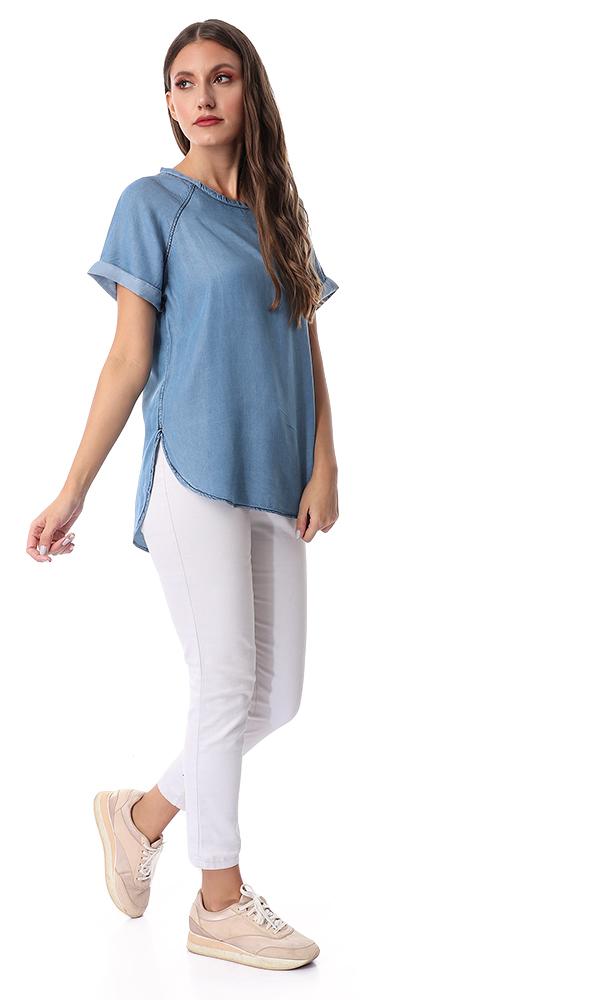 54244 Denim Soft Slip On Top Blue - Ravin 