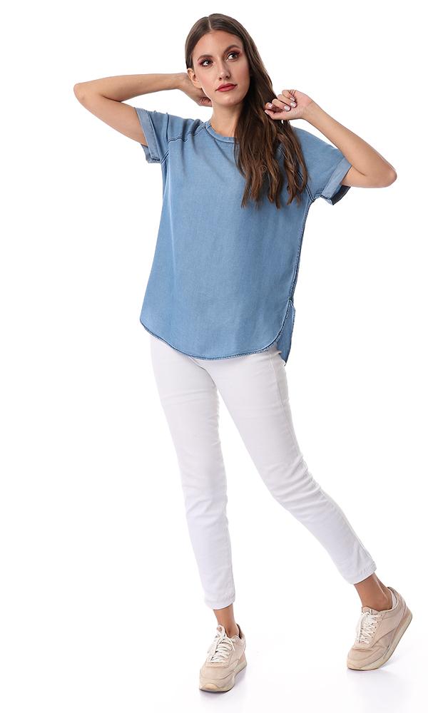 54244 Denim Soft Slip On Top Blue - Ravin 