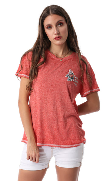 54327 More Naps Please Printed Coral Tee