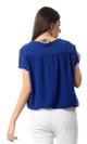 54412 Royal Blue Fluffy Short Sleeve Buttons-Up Shirt - Ravin 
