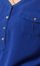 54412 Royal Blue Fluffy Short Sleeve Buttons-Up Shirt - Ravin 