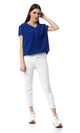 54412 Royal Blue Fluffy Short Sleeve Buttons-Up Shirt - Ravin 