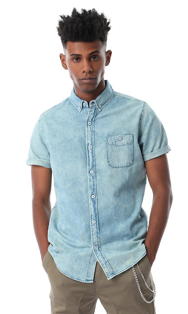 54505 Half Sleeves Wash Out Denim Shirt - Ravin 