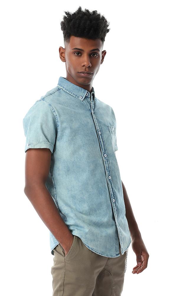 54505 Half Sleeves Wash Out Denim Shirt - Ravin 