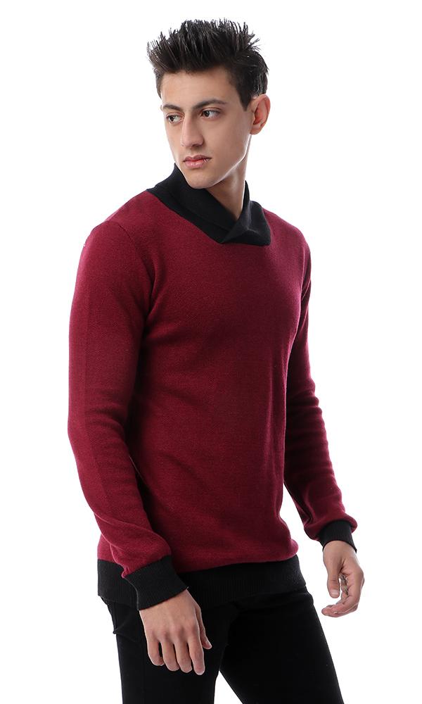 55259 V-Neck Casual Burgundy Pullover - Ravin 