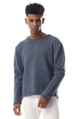 55270 Simple Round Heather Steel Blue Pullover - Ravin 