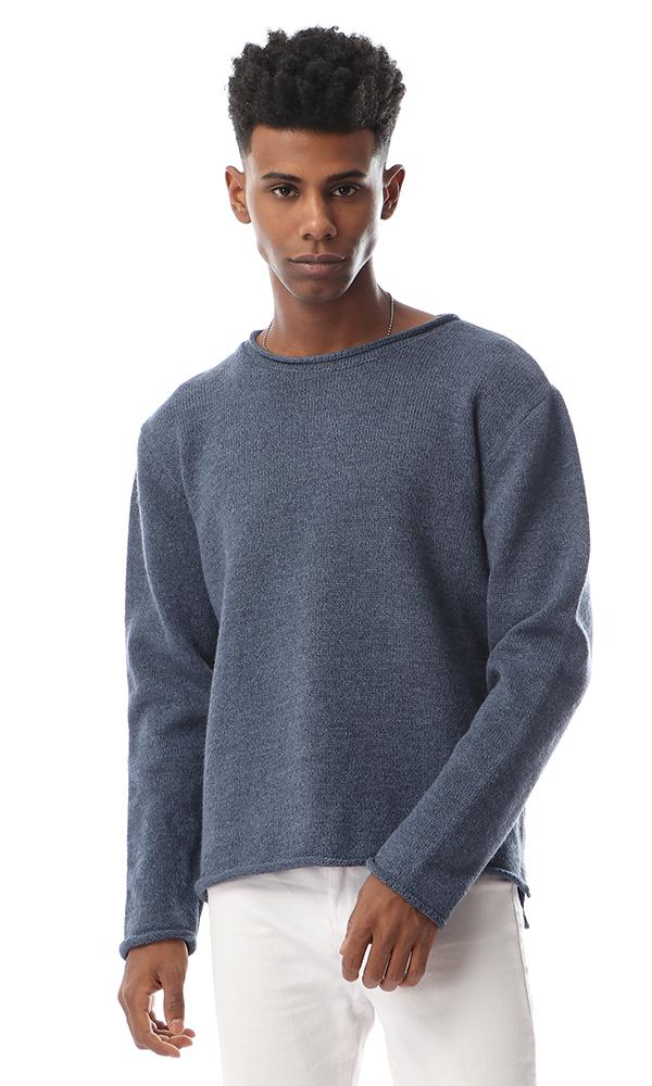 55270 Simple Round Heather Steel Blue Pullover - Ravin 