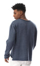 55270 Simple Round Heather Steel Blue Pullover - Ravin 