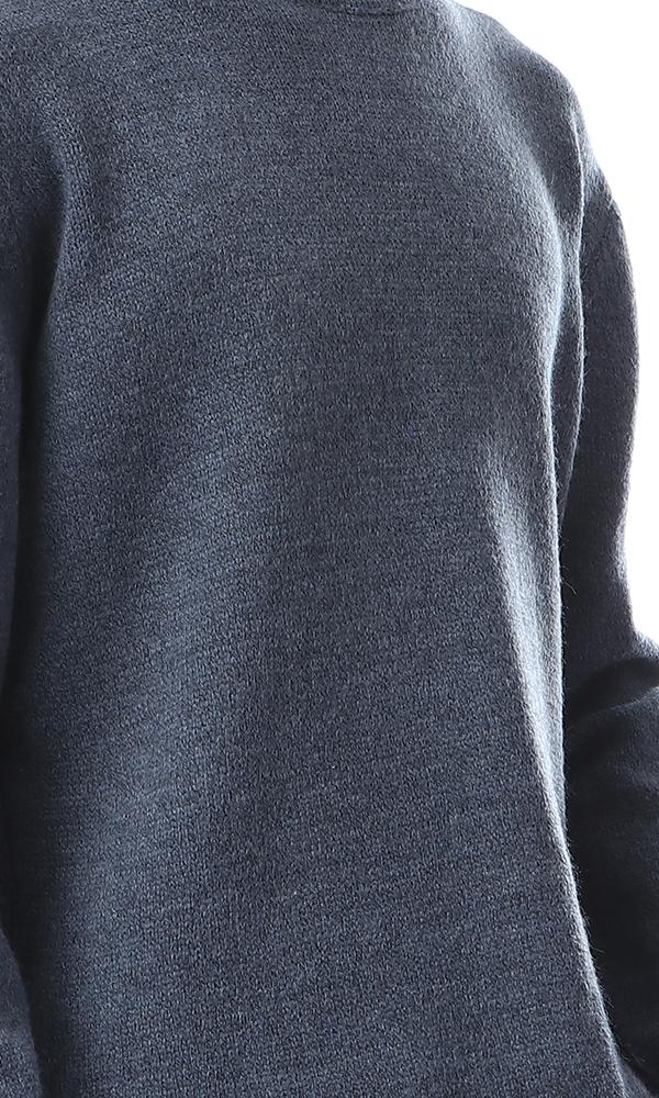 55270 Simple Round Heather Steel Blue Pullover - Ravin 