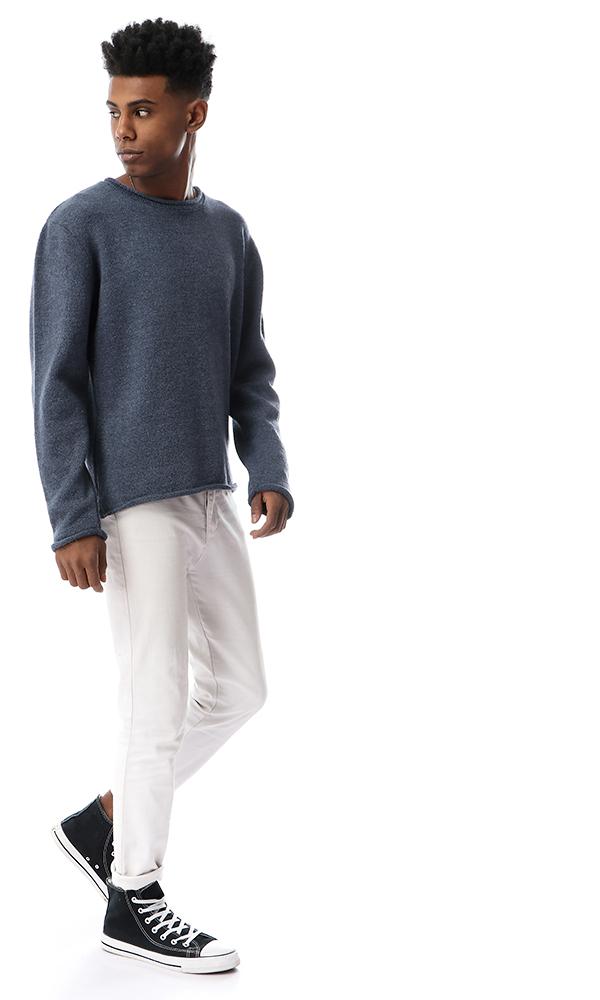 55270 Simple Round Heather Steel Blue Pullover - Ravin 