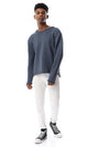 55270 Simple Round Heather Steel Blue Pullover - Ravin 