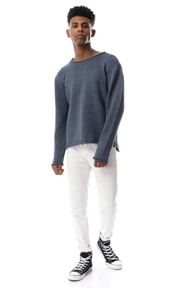 55270 Simple Round Heather Steel Blue Pullover - Ravin 