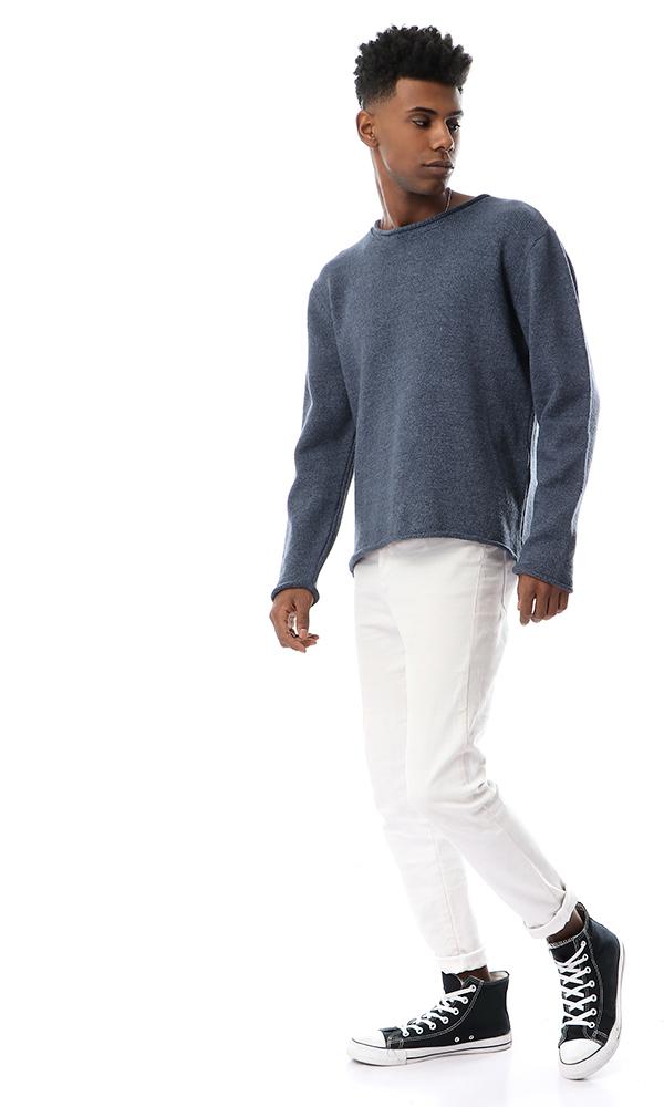 55270 Simple Round Heather Steel Blue Pullover - Ravin 