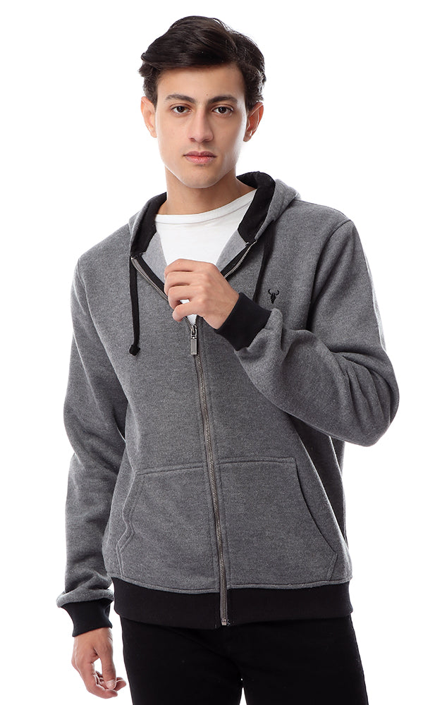 55620 Zipped Comfy Bi-Toned Zipped Sweatshirt Grey