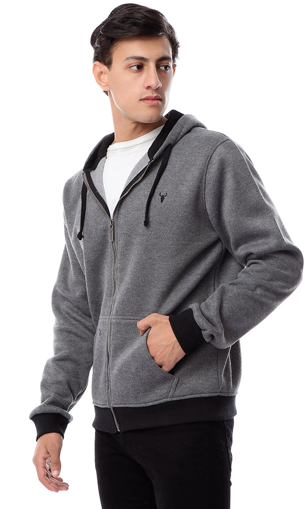 55620 Zipped Comfy Bi-Toned Zipped Sweatshirt Grey