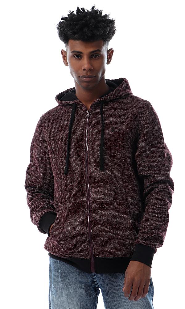 55943 Stylish Hooded Heather Burgundy Sweatshirt - Ravin 