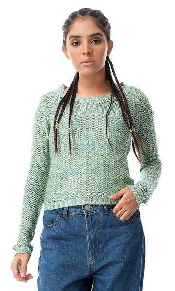 56056 Light Chunky Knit Multicolour Crew Pullover - Ravin 