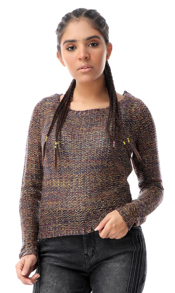 56057 Multicolour Crew Neck Colorful Chunky Pullover - Ravin 