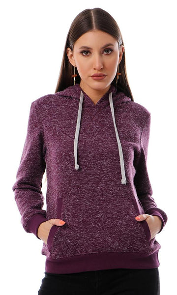 56276 Eyelash Heather Dark Purple Slip On Sweatshirt - Ravin 