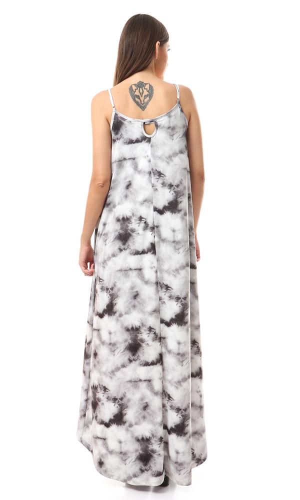 56526 Tie-Dye Spaghetti Strap Maxi Dress - Grey - Ravin 
