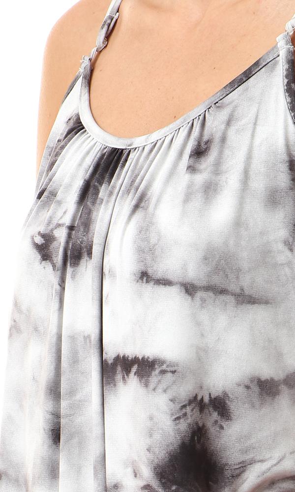 56526 Tie-Dye Spaghetti Strap Maxi Dress - Grey - Ravin 