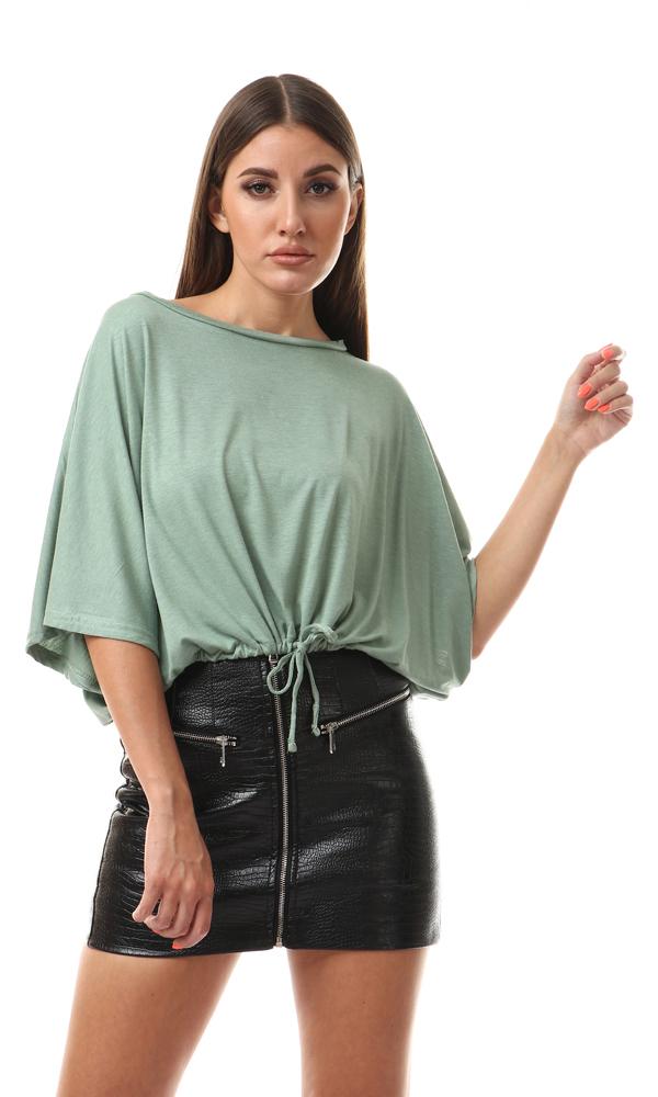 56563 Drop Shoulder Loose Fit Light Green Top - Ravin 