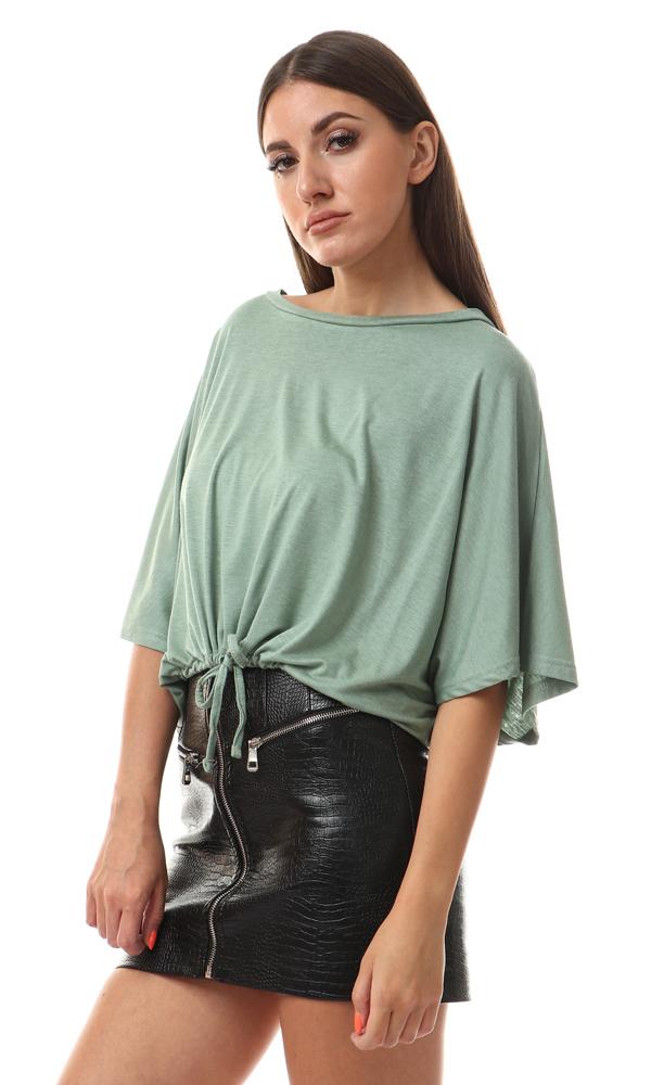 56563 Drop Shoulder Loose Fit Light Green Top - Ravin 