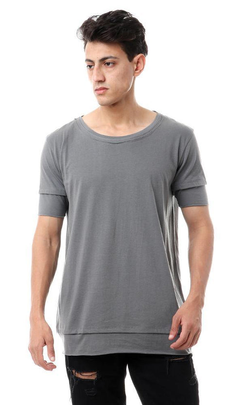 56677 Fashionable Short Sleeves Tee - Dark Grey - Ravin 